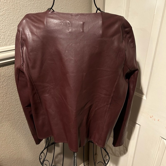 Worthington Plumb Faux Leather Zipper Jacket Size Large - Picture 4 of 9